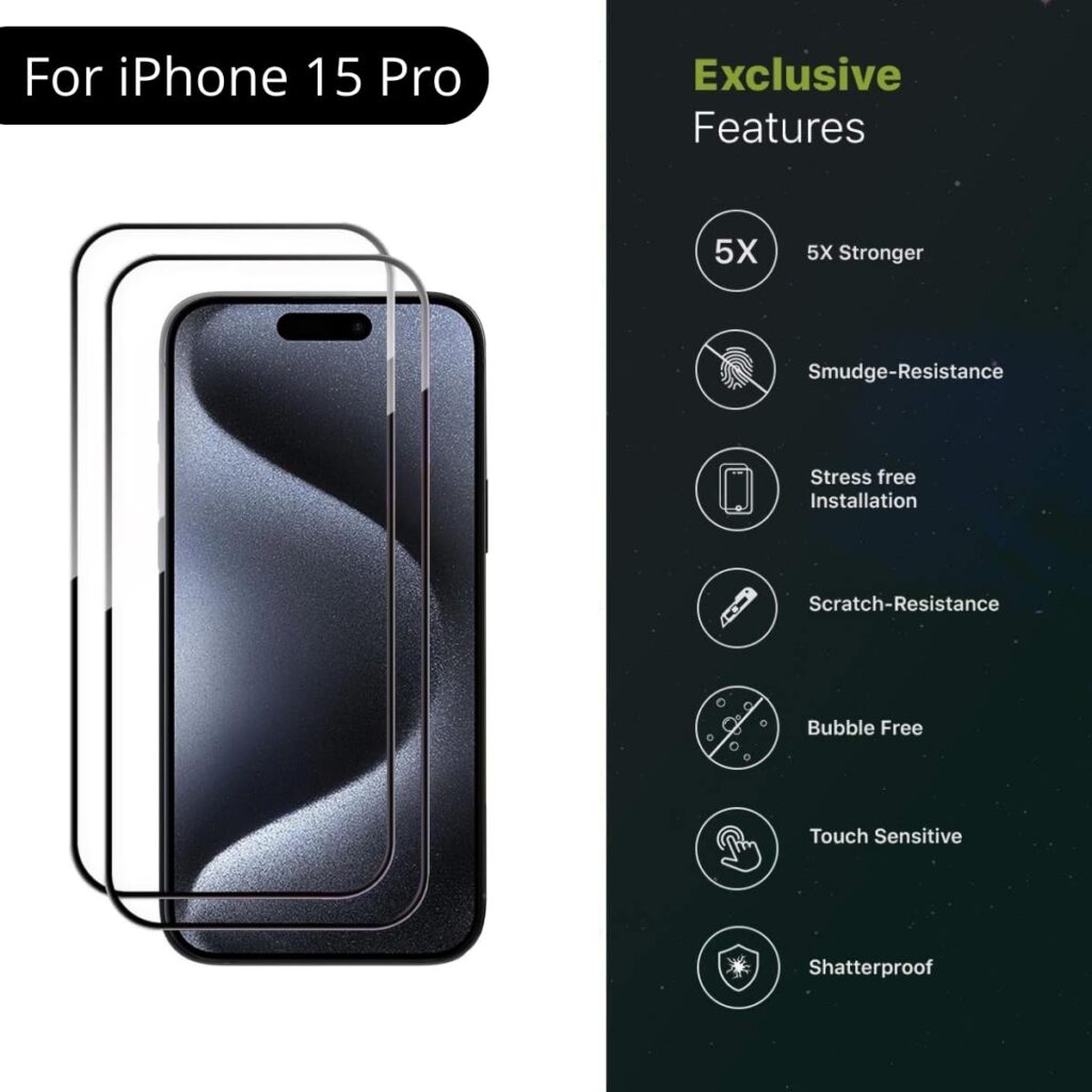 iPhone 15 Pro Tempered Glass 9H Hardness