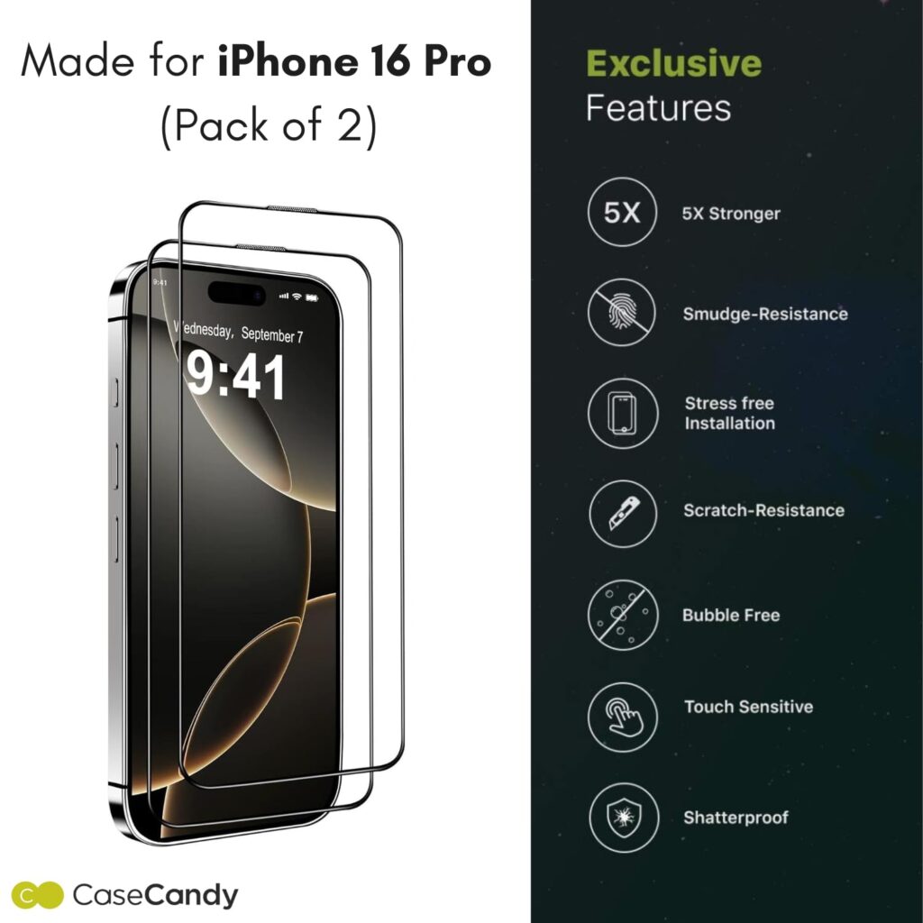 iPhone 16 Pro Tempered Glass 9H Hardness