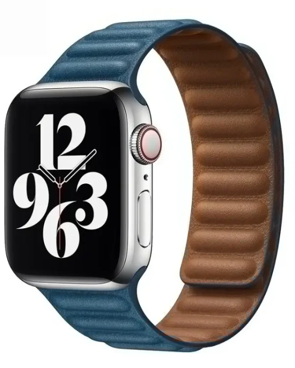 Apple watch leather strap megnetic Sea Blue (1)