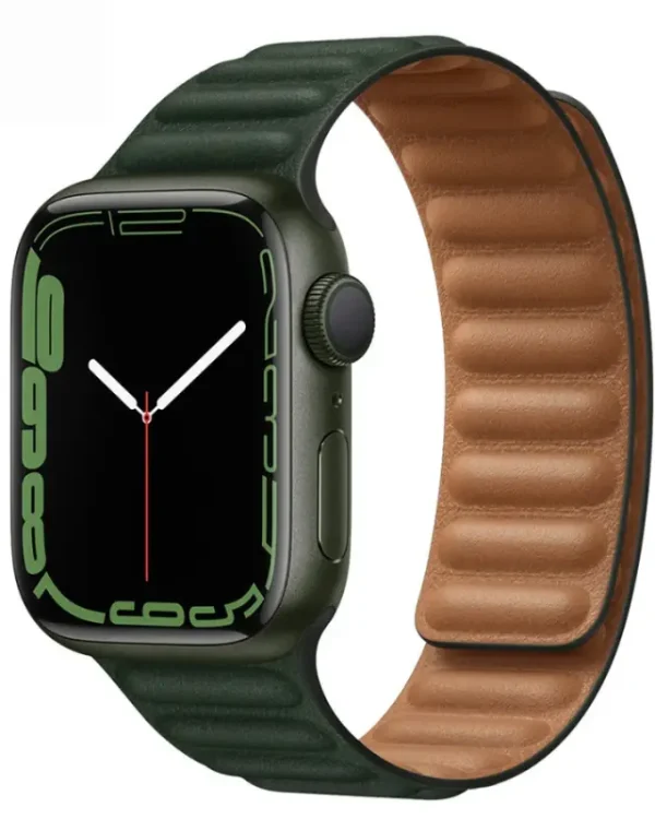 Apple watch series 8 7 6 ultra SE leather strap beand Olive Green (1)