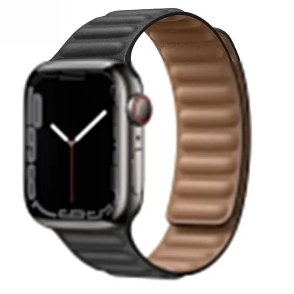 apple watch magnetic leather band Black