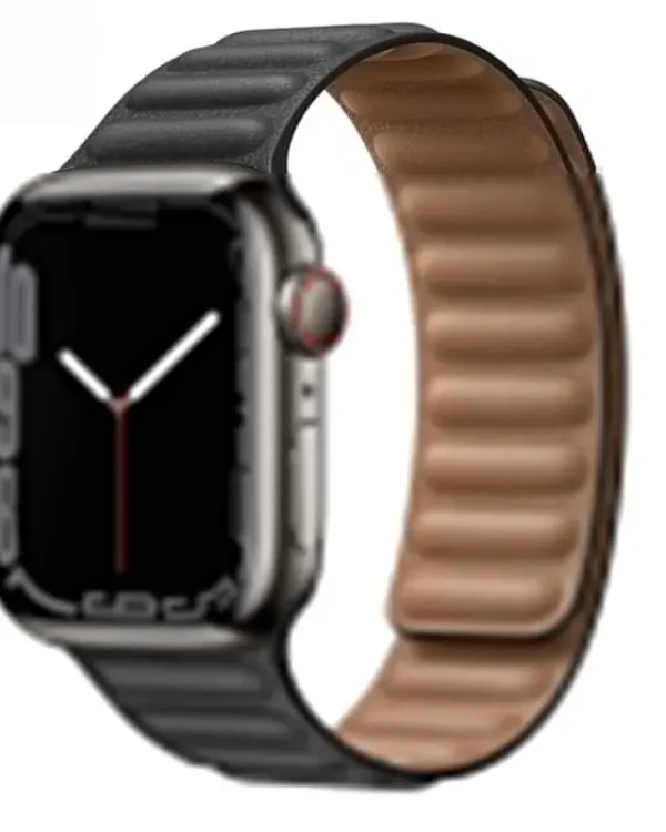 apple watch magnetic leather band Black
