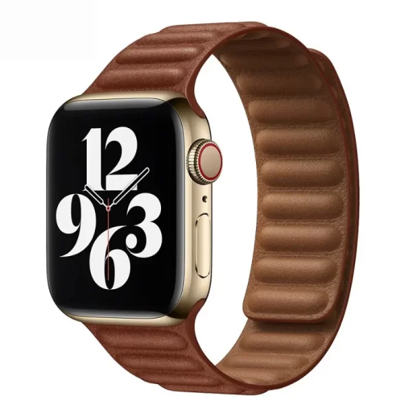 apple watch magnetic leather belt Brown (1)