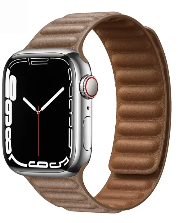 apple watch series 8 7 6 5 4 SE ultra straps magnetic leather Light Brown (2)