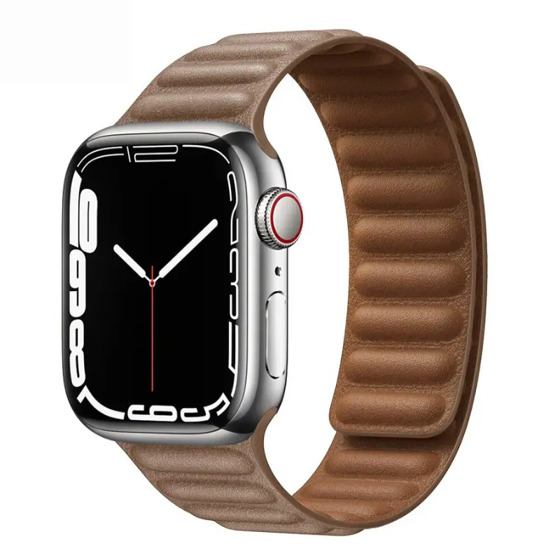 apple watch series 8 7 6 5 4 SE ultra straps magnetic leather Light Brown (2)