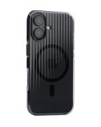 Corrugated Wave Pattern Glossy Case for iPhone 16 Black