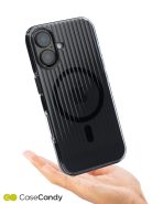 Corrugated Wave Pattern Glossy Case for iPhone 16 Black (2)