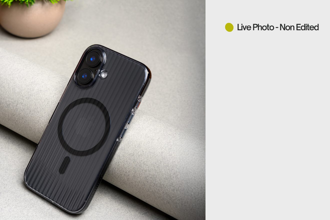 Corrugated Wave Pattern Glossy Case for iPhone 16 Black (2)
