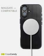Corrugated Wave Pattern Glossy Case for iPhone 16 Black (8)