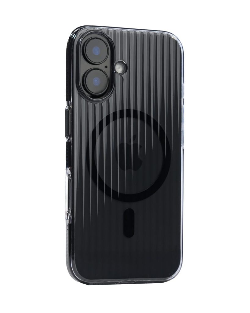 Corrugated Wave Pattern Glossy Case for iPhone 16 Black