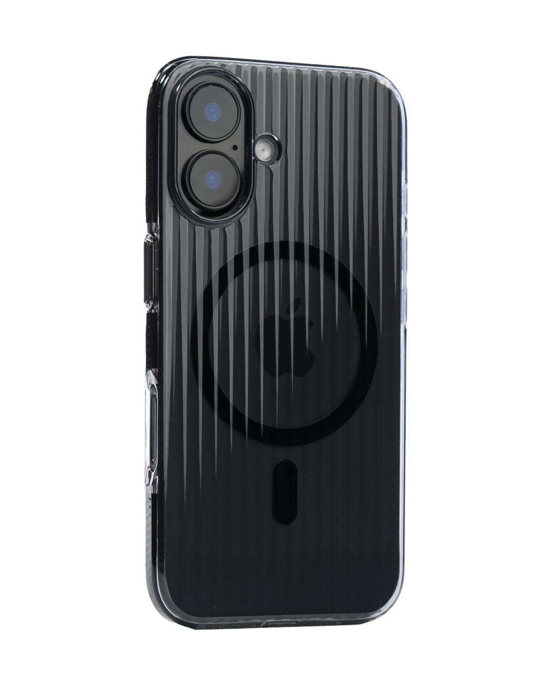 Corrugated Wave Pattern Glossy Case for iPhone 16 Black