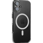 Corrugated Wave Pattern Glossy Case for iPhone 16 White Transparent