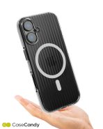Corrugated Wave Pattern Glossy Case for iPhone 16 White Transparent (2)