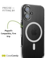 Corrugated Wave Pattern Glossy Case for iPhone 16 White Transparent (4)