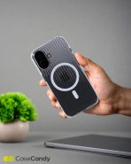 Corrugated Wave Pattern Glossy Case for iPhone 16 White Transparent (5)