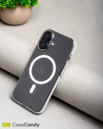 Corrugated Wave Pattern Glossy Case for iPhone 16 White Transparent (7)