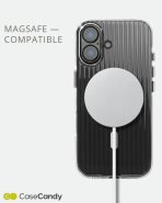 Corrugated Wave Pattern Glossy Case for iPhone 16 White Transparent (8)