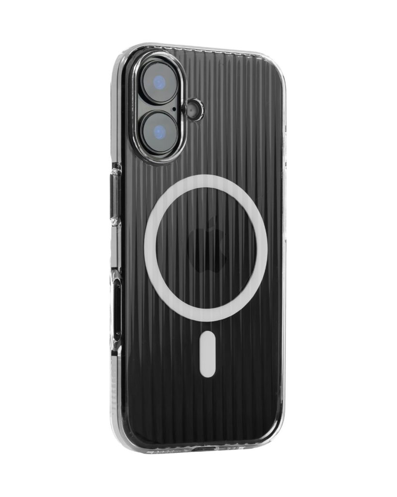 Corrugated Wave Pattern Glossy Case for iPhone 16 White Transparent