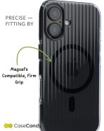 Corrugated Wave Pattern Glossy Case for iPhone 16 plus Black (4)