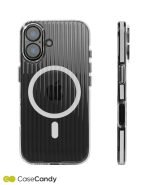 Corrugated Wave Pattern Glossy Case for iPhone 16 plus White Transparent (3)