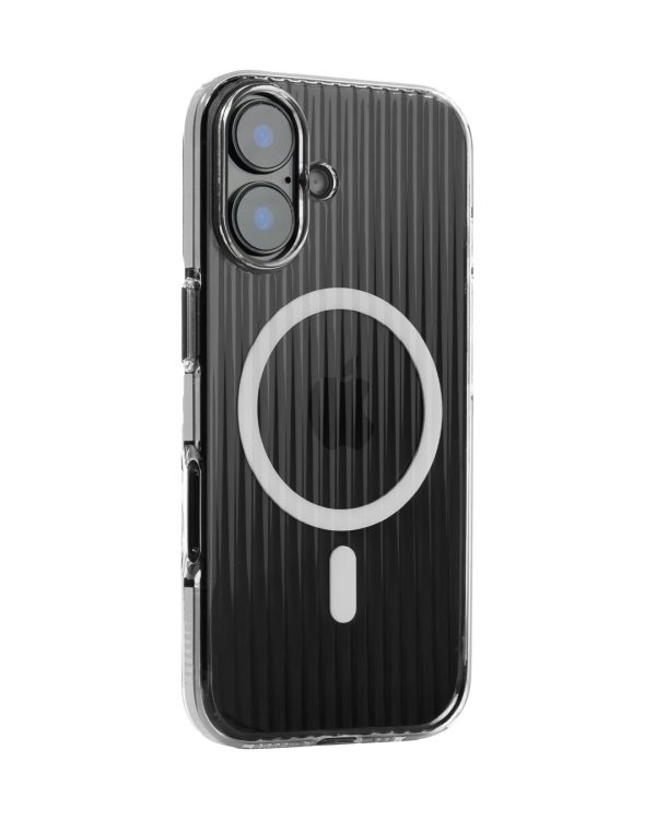Corrugated Wave Pattern Glossy Case for iPhone 16 plus White Transparent