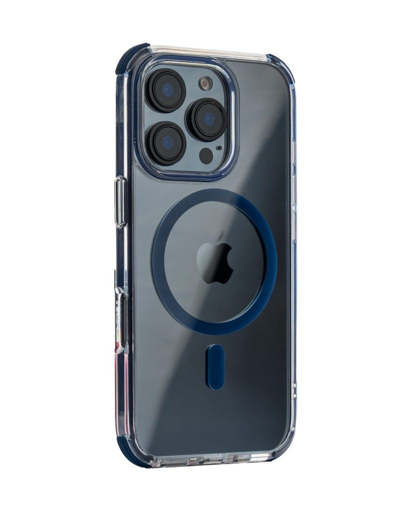 MagSafe Blue Bumper Transparent Case for iPhone 16 Pro