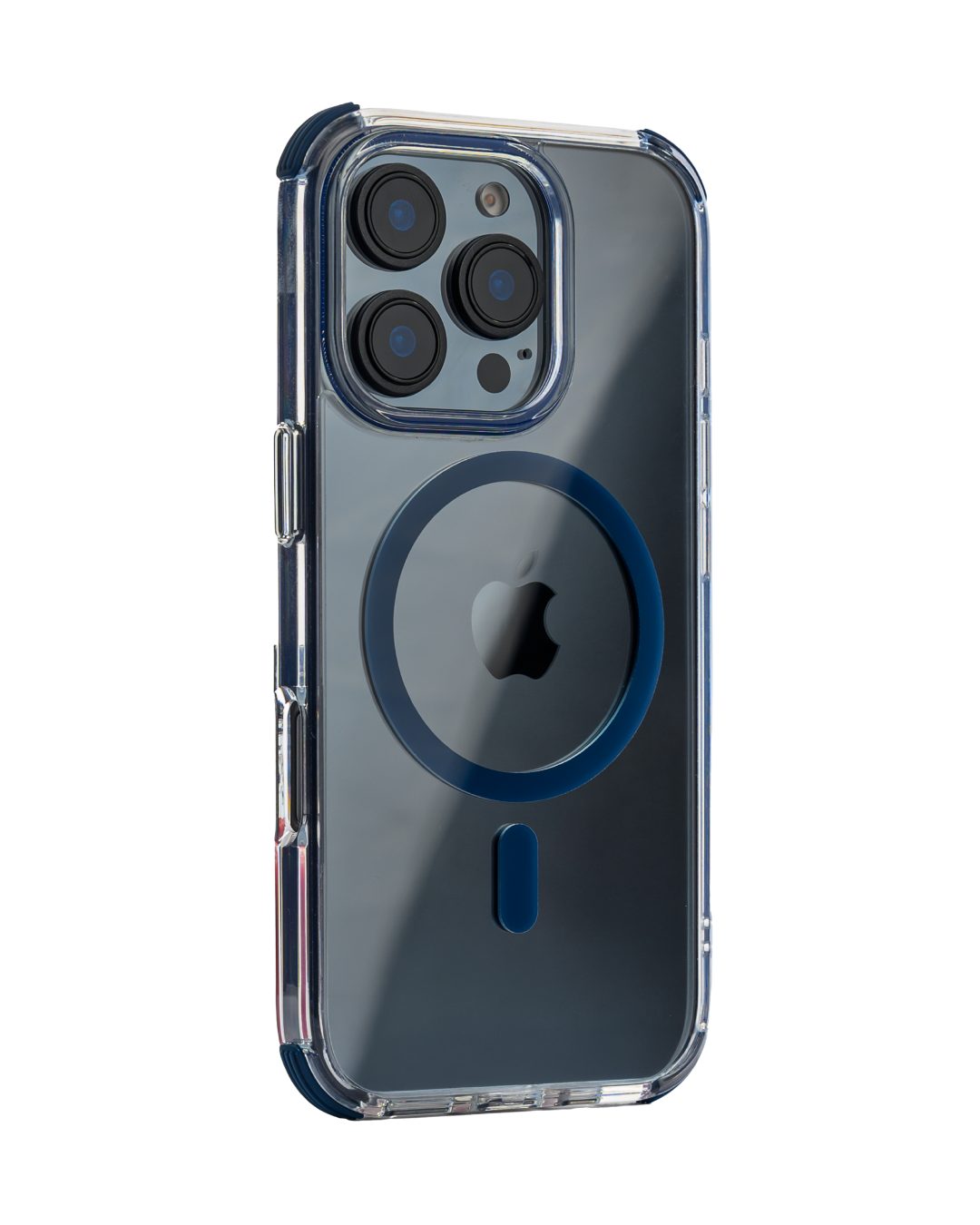 MagSafe Blue Bumper Transparent Case for iPhone 16 pro max