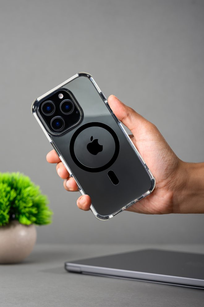MagSafe Gray Bumper Transparent Case for iPhone 16 pro max