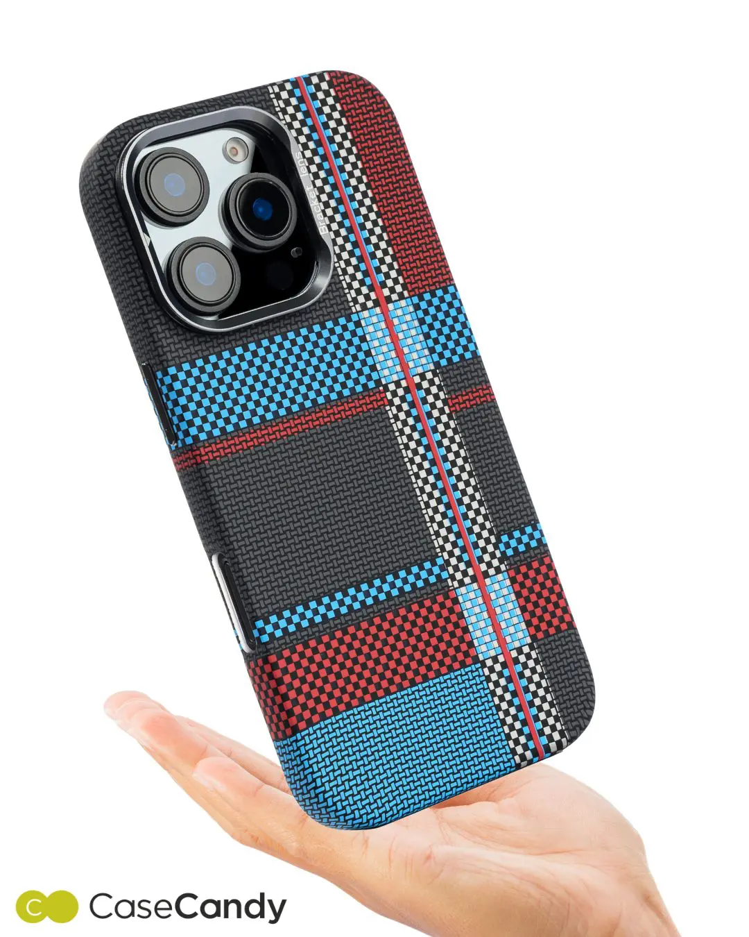 Magsafe Carbon Fiber Case for iPhone 15 Pro Max Race Track Blue-Red