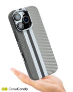 Magsafe Carbon Fiber Case for iPhone 15 Pro max Race Track Gray (2)