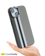 Magsafe Carbon Fiber Case for iPhone 15 plus Race Track – Gray (2)