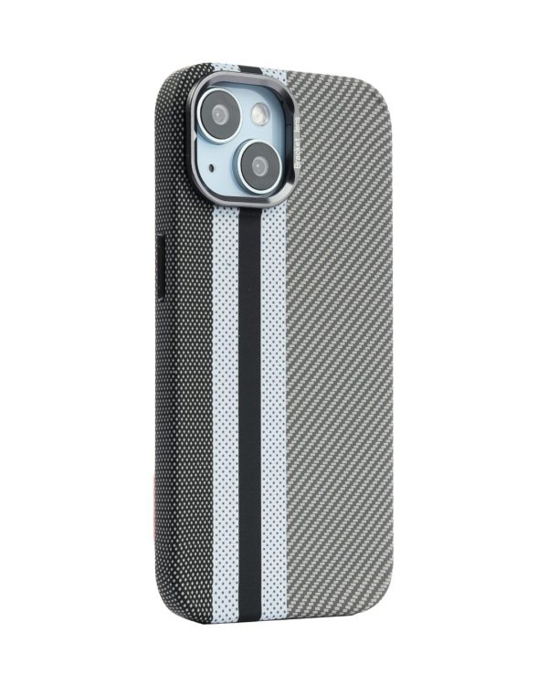 Magsafe Carbon Fiber Case for iPhone 15 plus Race Track – Gray