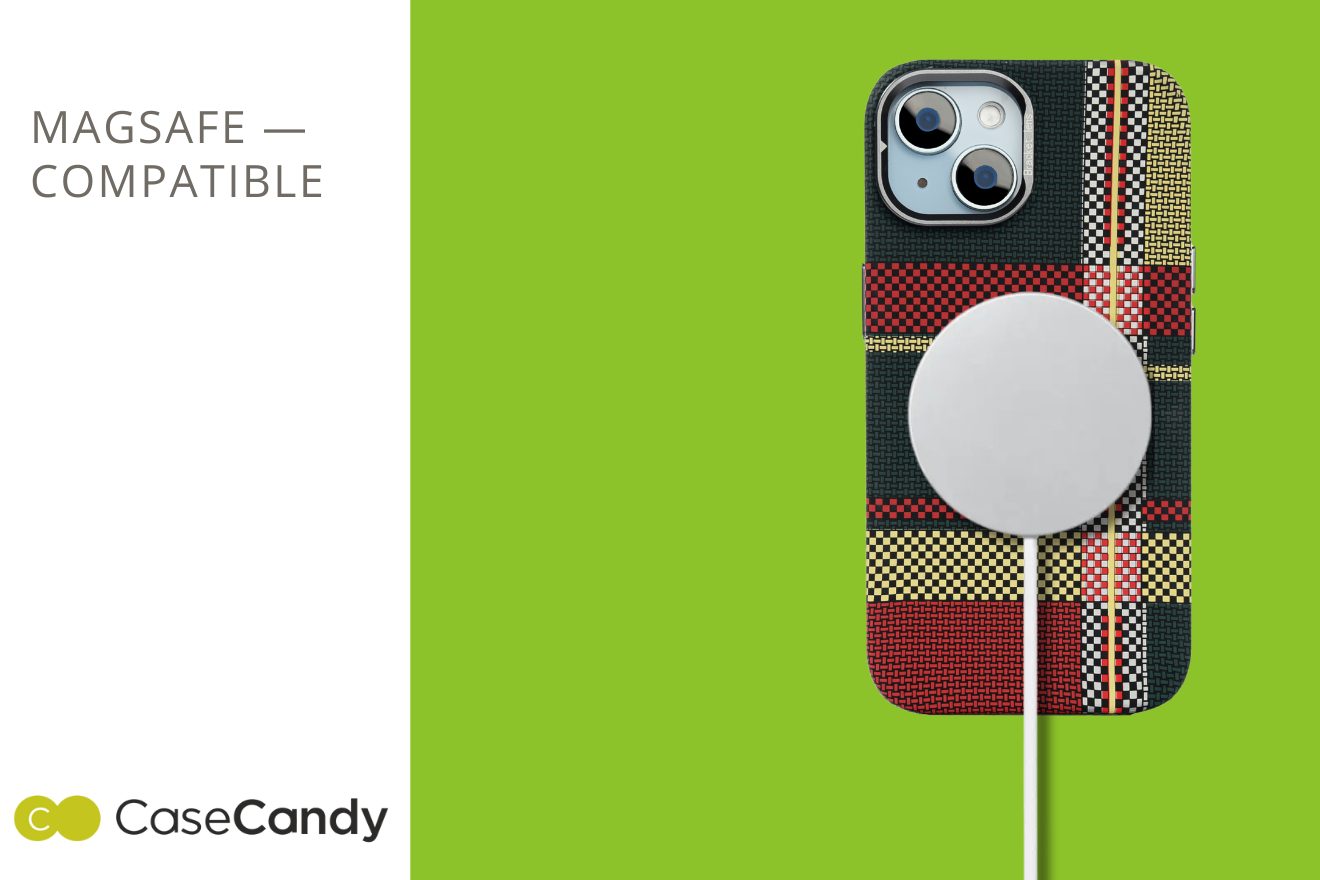 Magsafe Carbon Fiber Case for iPhone 15 – Race Track Green Red