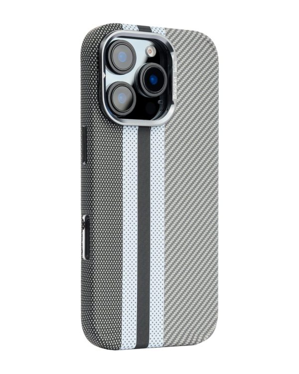 Magsafe Carbon Fiber Case for iPhone 16 pro max Race Track Gray