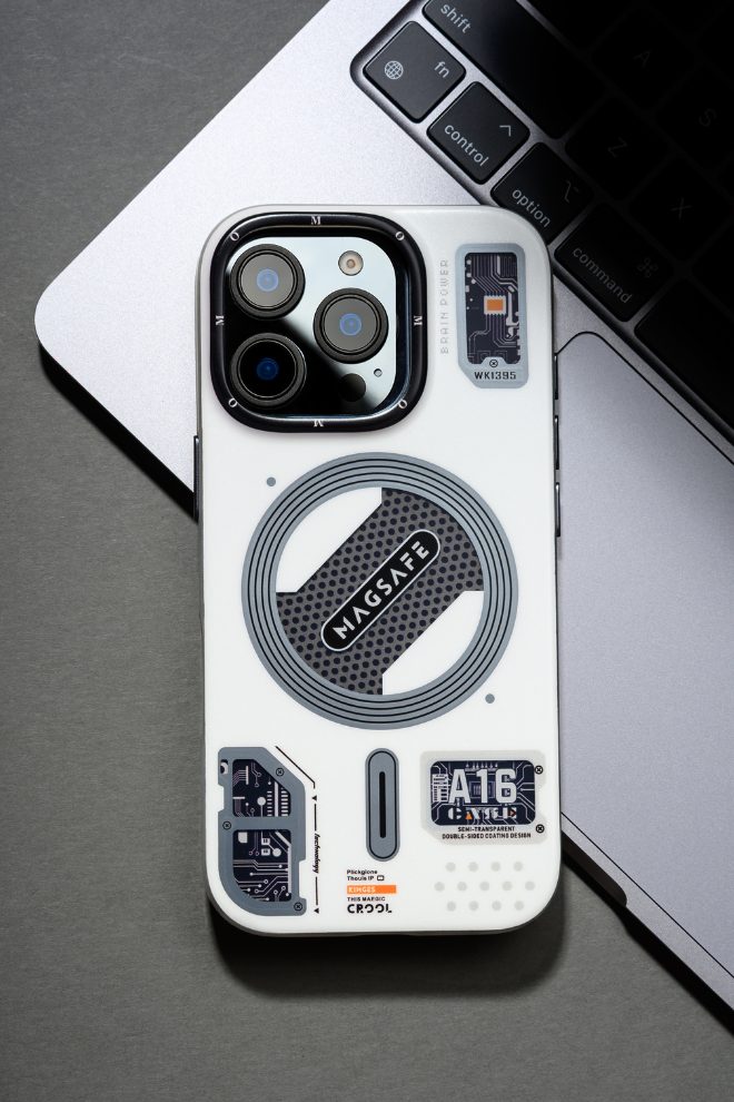 Magsafe Electro Technology Series Case Compatible for iPhone 16 Pro – White