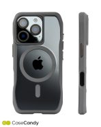 Magsafe Perfect Grip Hold Black Transparent Case for iPhone 16 pro max Gray (3)