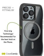 Magsafe Perfect Grip Hold Black Transparent Case for iPhone 16 pro max Gray (4)