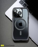 Magsafe Perfect Grip Hold Black Transparent Case for iPhone 16 pro max Gray (6)