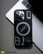 Magsafe Perfect Grip Hold Black Transparent Case for iPhone 16 pro max Gray (6)