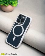 Magsafe Perfect Grip Hold Black Transparent Case for iPhone 16 pro max Gray (7)