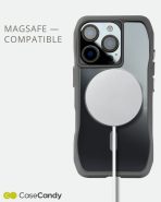 Magsafe Perfect Grip Hold Black Transparent Case for iPhone 16 pro max Gray (8)