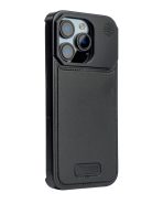 Metallic Vegan Leather Black Aroma Case for iPhone 16 Pro