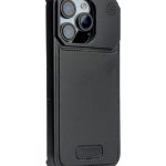 Metallic Vegan Leather Black Aroma Case for iPhone 16 Pro