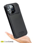 Metallic Vegan Leather Black Aroma Case for iPhone 16 Pro (2)