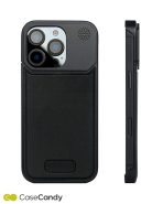 Metallic Vegan Leather Black Aroma Case for iPhone 16 Pro (3)