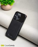 Metallic Vegan Leather Black Aroma Case for iPhone 16 Pro (7)