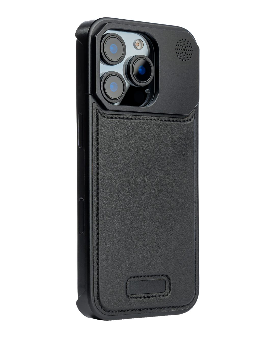 Metallic Vegan Leather Black Aroma Case for iPhone 16 Pro