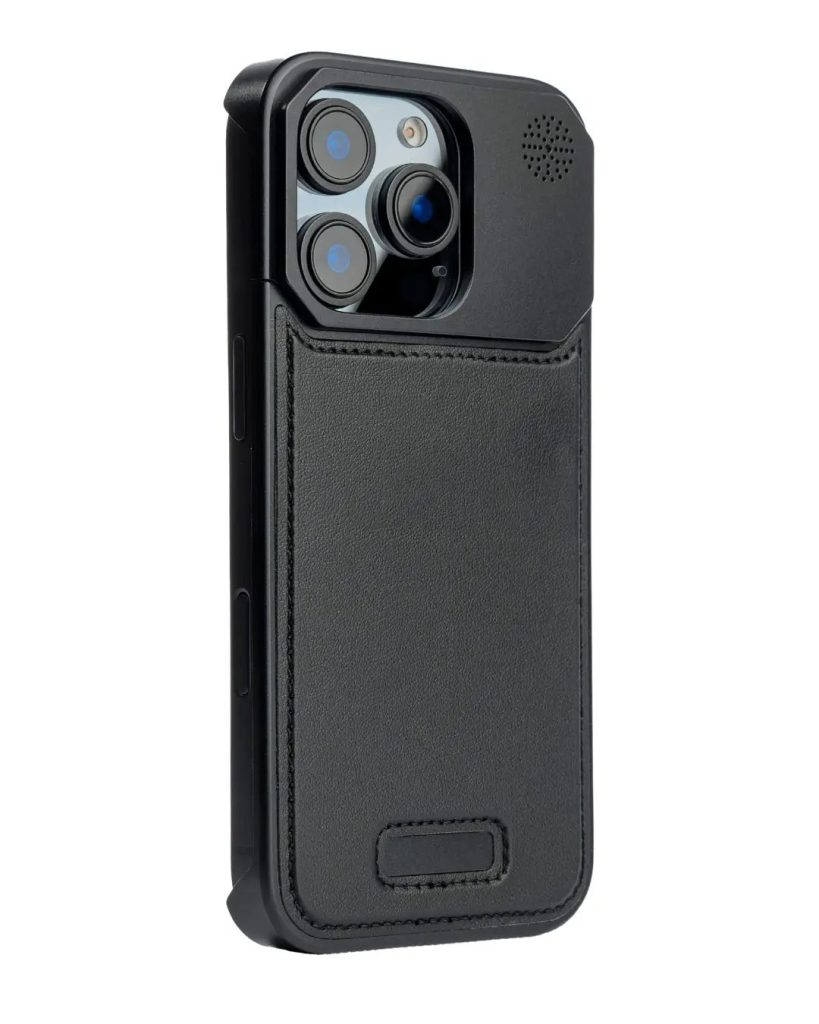 Metallic Vegan Leather Black Aroma Case for iPhone 16 Pro.jpg