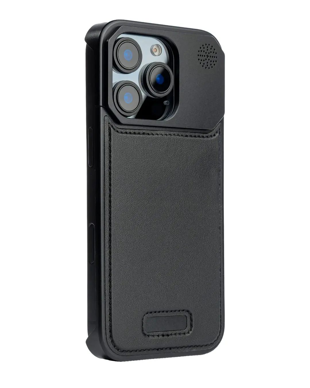 Metallic Vegan Leather Black Aroma Case for iPhone 16 Pro.jpg