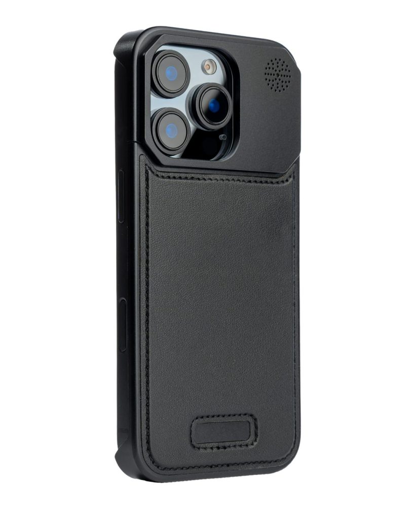 Metallic Vegan Leather Black Aroma Case for iPhone 16 pro max